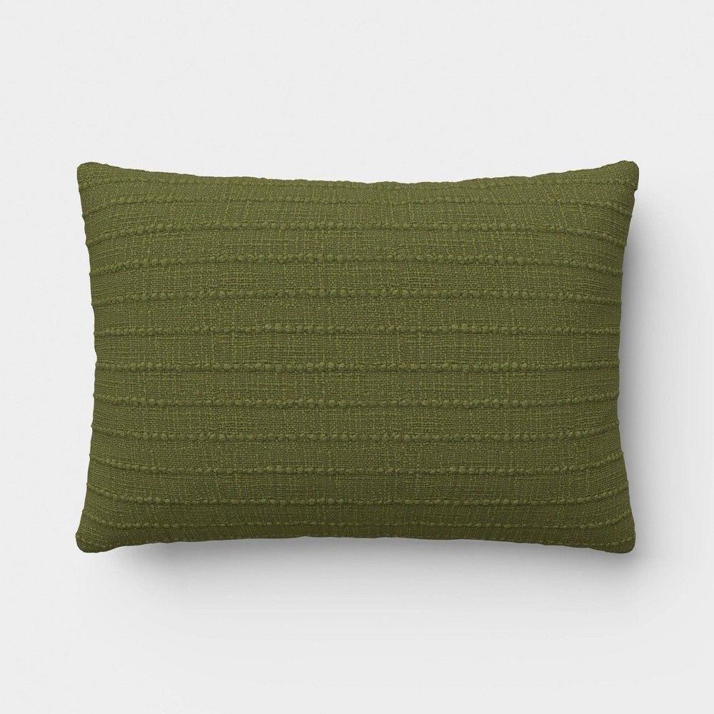 Threshold 14x20 Dark Green Textural Woven Lumbar Throw Pillow